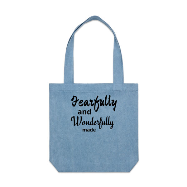 Fearfully and Wonderfully made - AS Colour Denim Carrie Tote Thumbnail