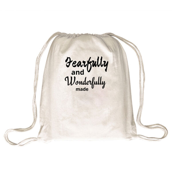 Fearfully and Wonderfully made - Drawstring Backpack Thumbnail